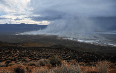 distant dust cloud in valley